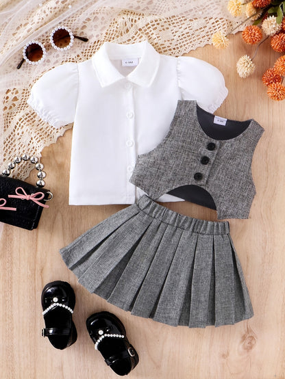 Baby Girl Casual Outfit Set - Short Sleeve