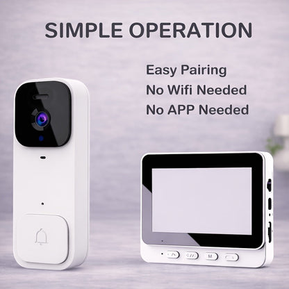 Smart Video Doorbell Wireless Touchscreen Display | Motion Detection 2-Way Audio Local Storage No Subscription | Easy No-Wire Install Home Security Doorbell Camera System