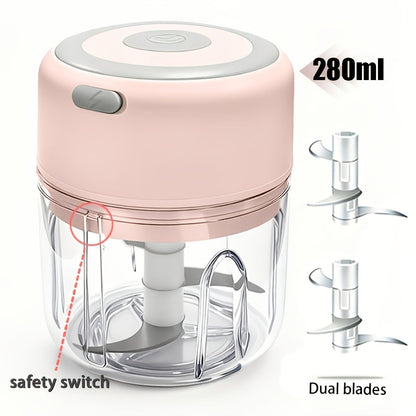 Mini Food Processor USB Rechargeable Electric Chopper 9.47oz – Portable Wireless Meat Grinder & Blender for Garlic, Vegetables, Fruit, Ginger & Chili, Compact Kitchen Tool for Home Office Travel