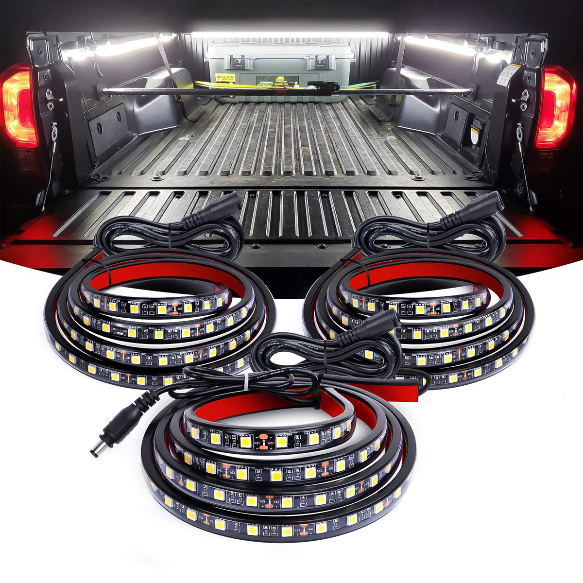 3pcs 60 Inch Bed Light Strip LED with Switch DRL Daytime Driving Light for Cargo Pickup Truck SUV RV
