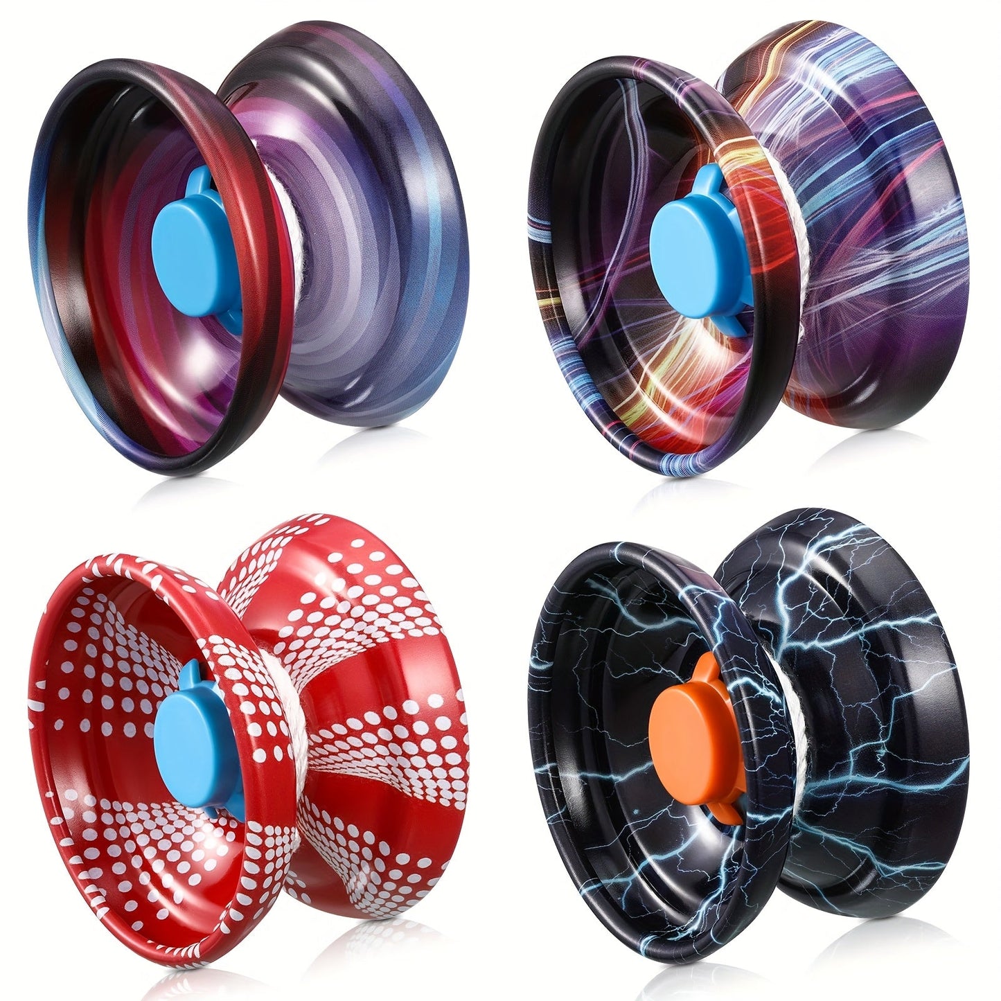 Metal Yoyo Ball 4 Pack Alloy Responsive Yoyo String Trick Toy for Beginners Kids Boys Adults Auto Return Technology Multi Style