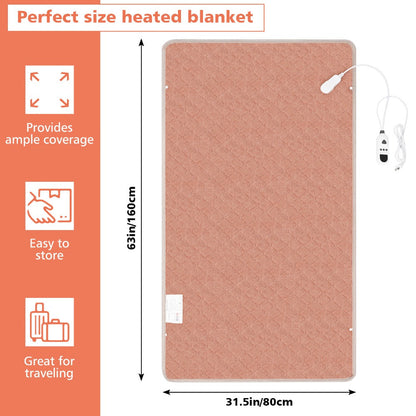 Electric Mattress Pad Heated Bed Warmer 63"x31" - 9 Heat Settings, 4 Auto Shutoff Modes, Rapid Warming, LED Controller, ETL Certified, Machine Washable, Low EMF, Winter Comfort Gift, Brown & Grey