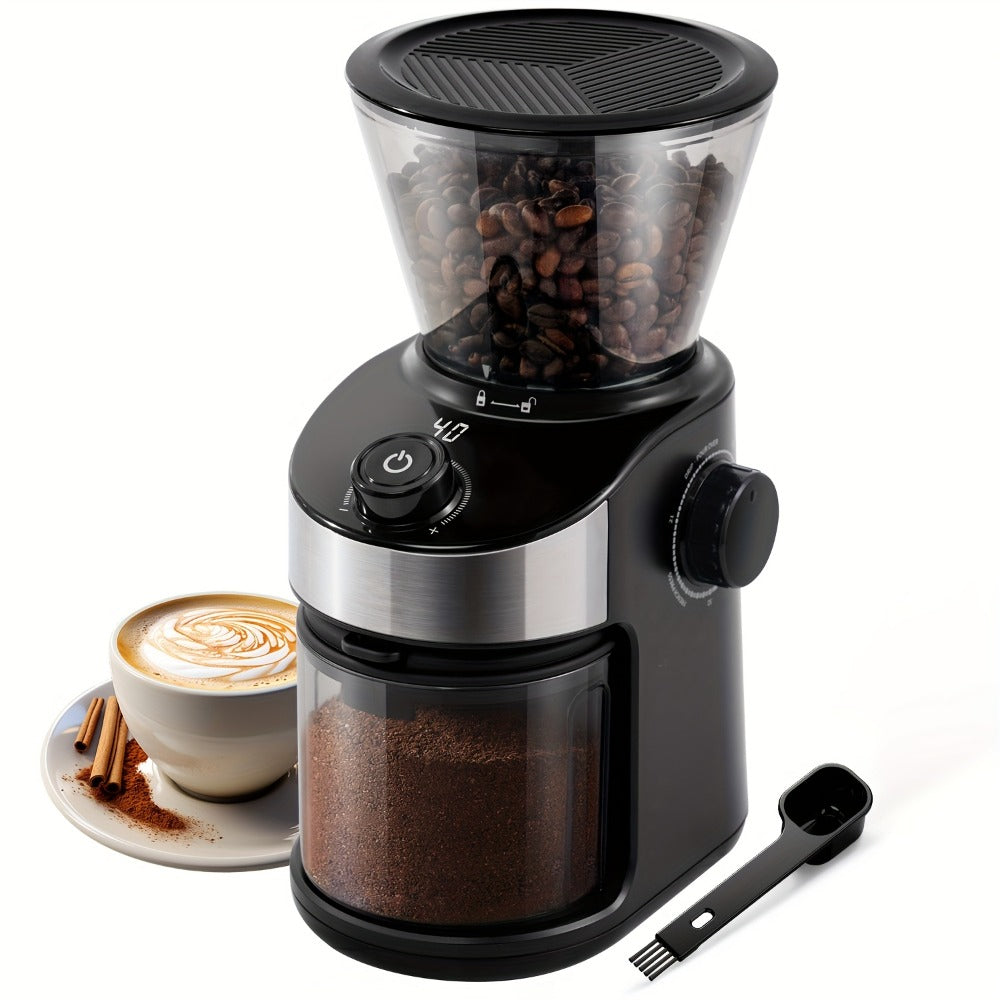 Burr Coffee Grinder Electric – Automatic Coffee Bean Grinder with 40-Second Digital Timer, 25 Precise Grind Settings, Adjustable Burr Mill for Espresso, Drip, French Press & Pour Over – Black