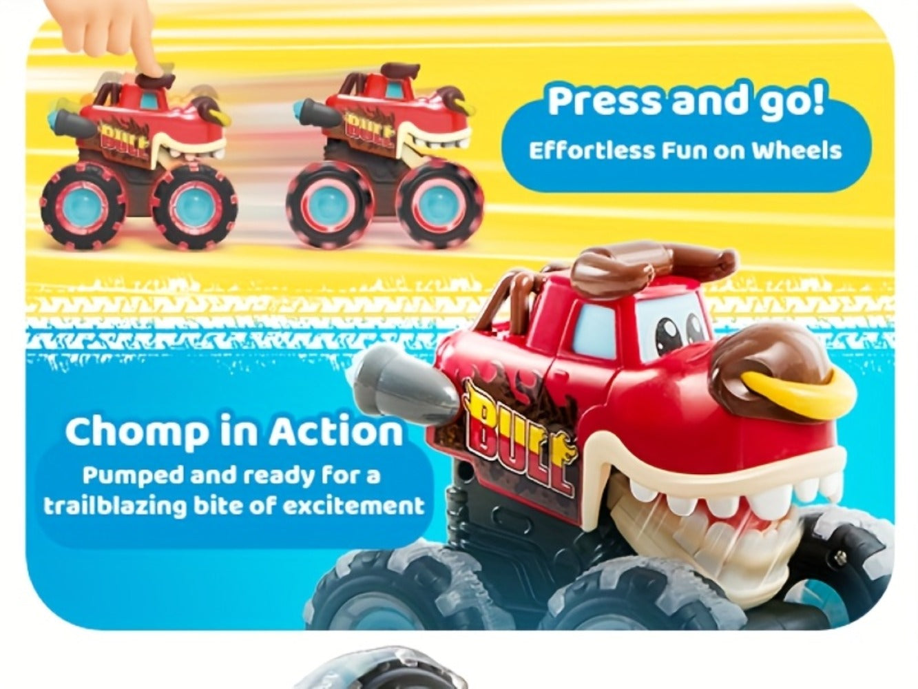 Monster Truck Toys for Toddlers 3-Pack LED Light Up Wheels Press & Go Animal Trucks Shark Bull Dinosaur – Glow Push Car Toy for Kids Ages 1-5 Birthday Easter Christmas Gift Boys Girls