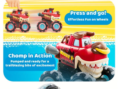 Monster Truck Toys for Toddlers 3-Pack LED Light Up Wheels Press & Go Animal Trucks Shark Bull Dinosaur – Glow Push Car Toy for Kids Ages 1-5 Birthday Easter Christmas Gift Boys Girls