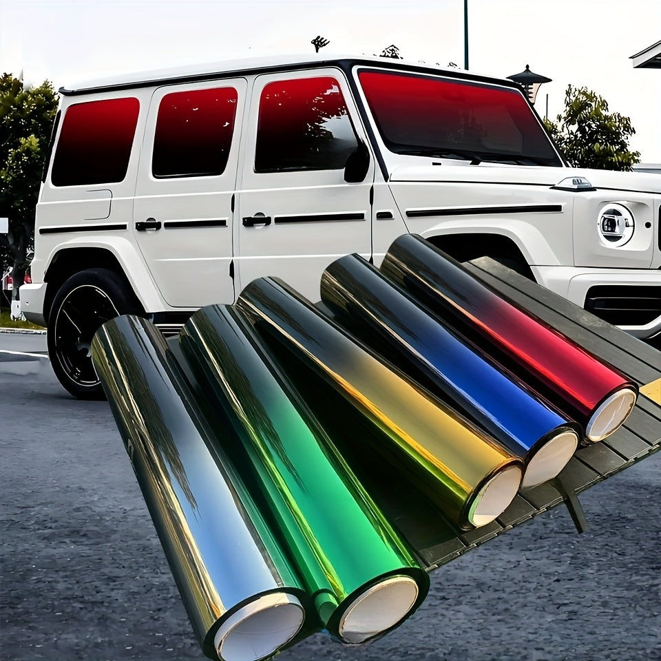 A Roll Measuring 19.7 by 118 Inches of Two-Tone Gradient Window Film That Is Heat-Resistant, Shatterproof, And Easy to Apply And Remove, Made from PET Material, Designed for Vehicle Exterior Enhancements