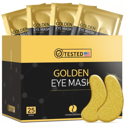 Gold Collagen Under Eye Patches 25 Pairs Gel Eye Masks — Hydrating Anti-Aging for Dark Circles Puffiness Swollen Eyes Fine Lines Deep Moisturizing Eye Treatment Women Men All Skin Types