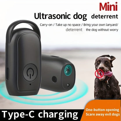 Handheld Mini Ultrasonic Dog Repeller with LED Light – Portable Battery-Powered Bark Stopper & Dog Deterrent | Safe for Walkers, Joggers & Cyclists | Stops Aggressive Dogs & Excessive Barking | Black