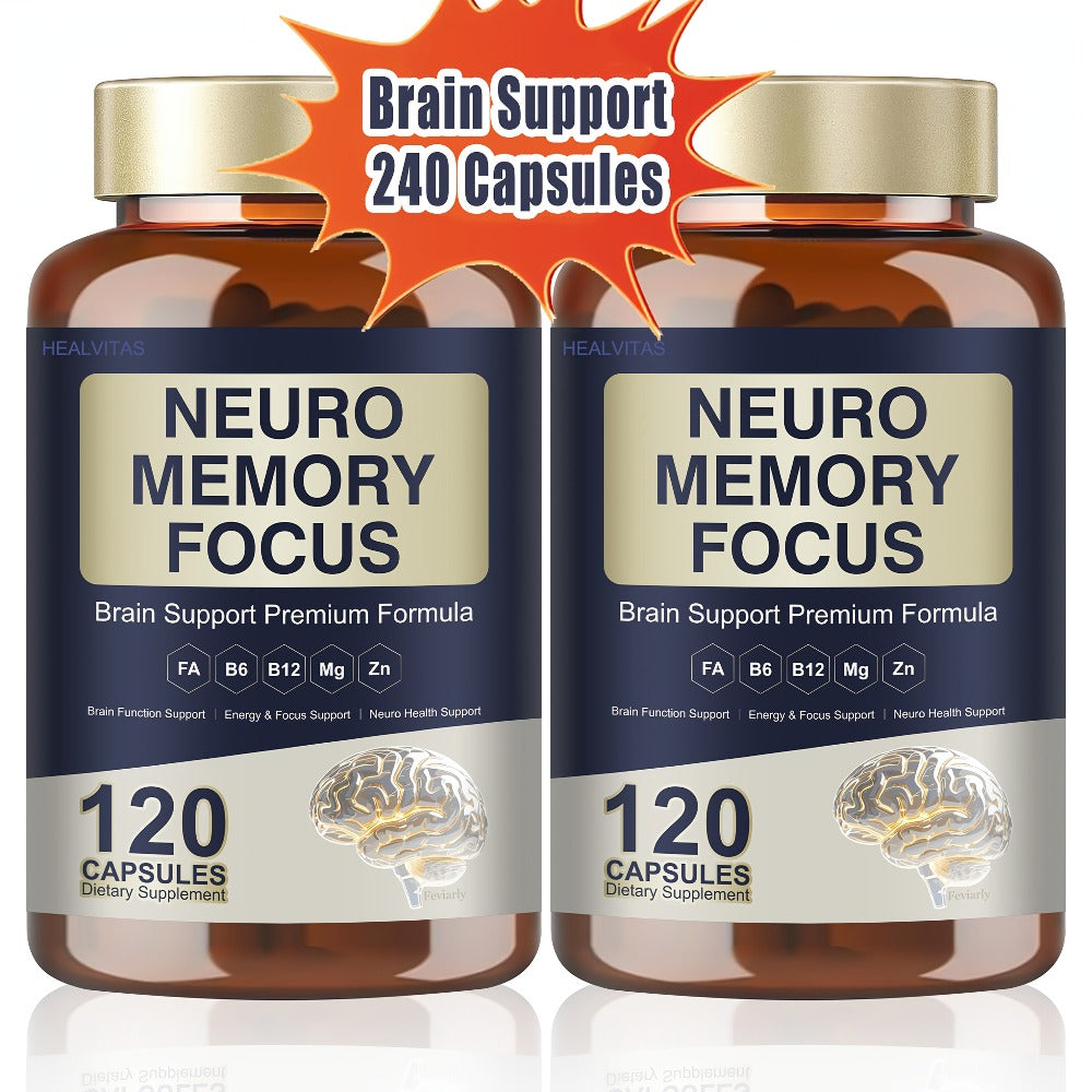 Memory Focus Brain Supplement 120 Capsules – Advanced Nootropic Formula with Ginkgo Biloba, Bacopa Monnieri, Alpha GPC & L-Tyrosine – Mental Clarity & Cognitive Support for Men and Women – Gluten-Free