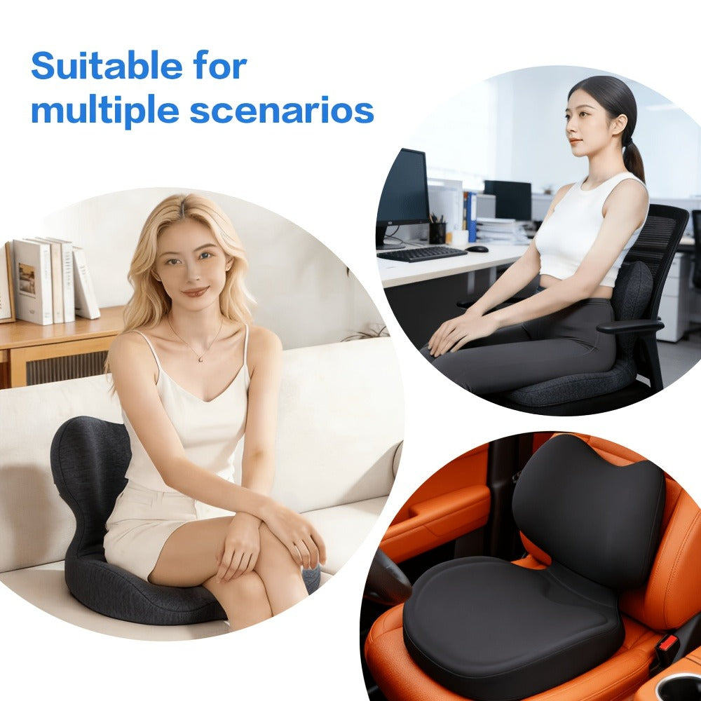Ergonomic Seat Cushion for Tailbone & Lumbar Pain Relief - Memory Foam L-Shaped Car & Office Chair Cushion for Truck Drivers & Long Sitting