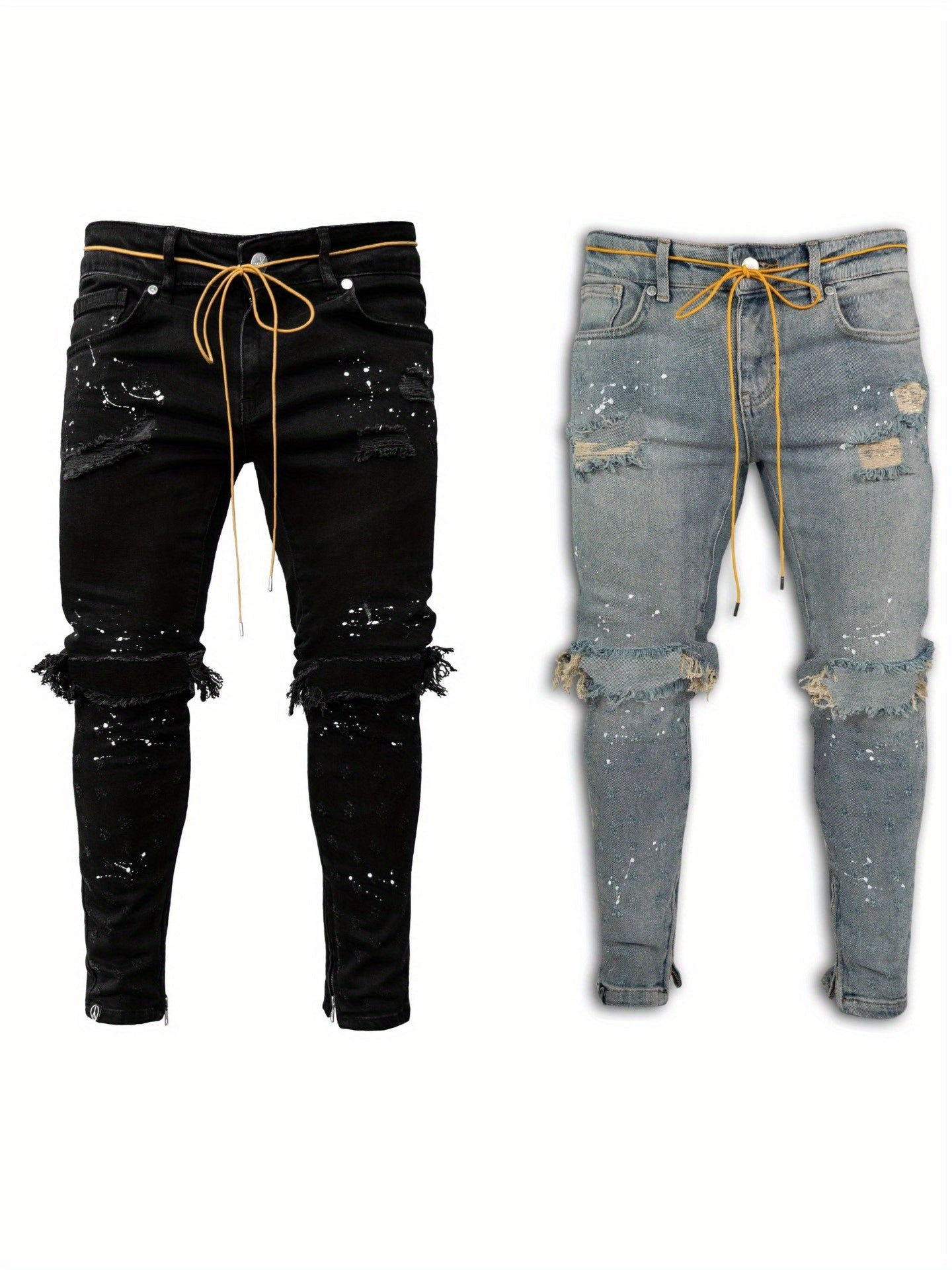 Men's Skinny Jeans - Classic Wash Distressed Modern
