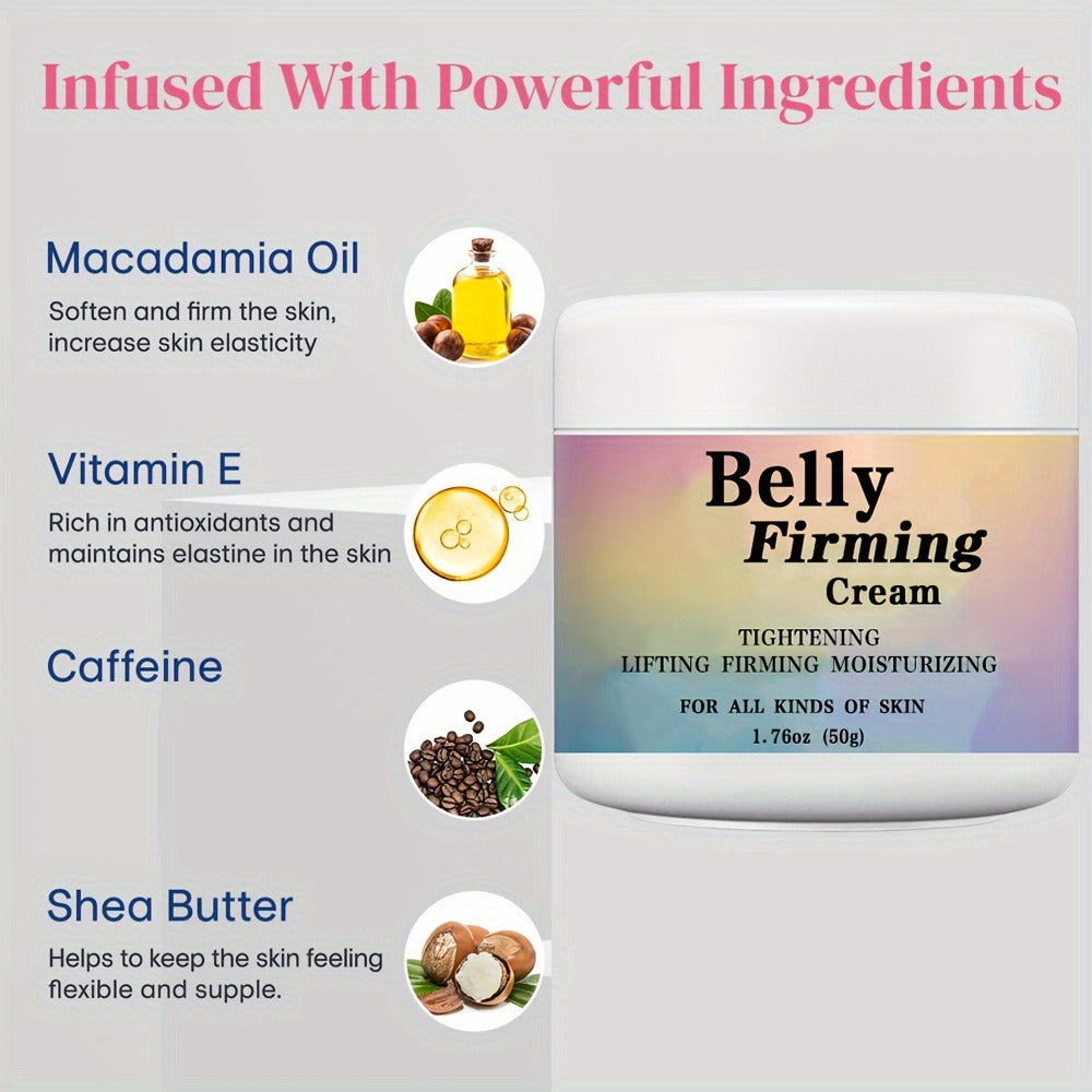 Belly Firming Cream with Hyaluronic Acid & Caffeine – Intensive Tightening & Lifting Body Lotion with Shea Butter Jojoba Oil & Vitamin E for Belly Buttocks Thighs Arms – Alcohol Free All Skin Types