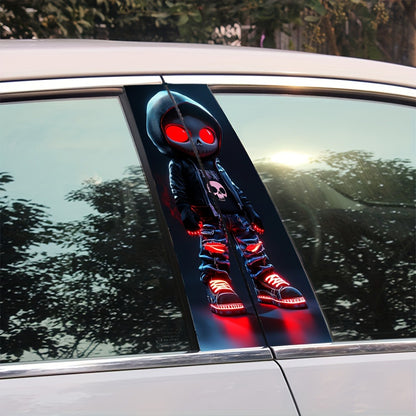 Skull Car Stickers 2pcs Waterproof Vinyl Decals – Funny Cartoon Bumper Sticker Set for Cars Trucks SUVs Motorcycles Helmets, Universal Fit, UV & Scratch Resistant