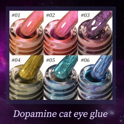Dopamine Cat Eye Gel Polish Set 6 Colors Magnetic Shiny Glossy UV LED Nail Art Kit with Photo Frame Bottle for Salon DIY Manicure Spring Summer Vibrant Reflective Long Lasting Nail Design