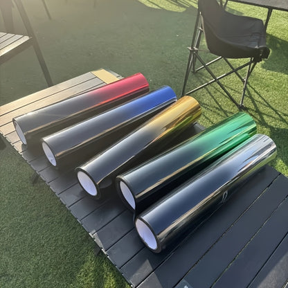 Gradient Window Tint Film Roll 19.7" x 118" Heat Resistant Shatterproof PET – Two-Tone Car Window Film Easy Apply & Remove Red Black Green Silver Blue