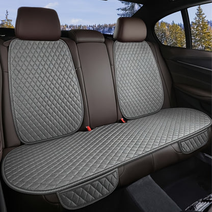 Luxury Car Seat Covers Made of Three-Piece Diamond-Quilted Linen, Designed for All Seasons, Waterproof, And Anti-Slip for Both Front And Rear Seats