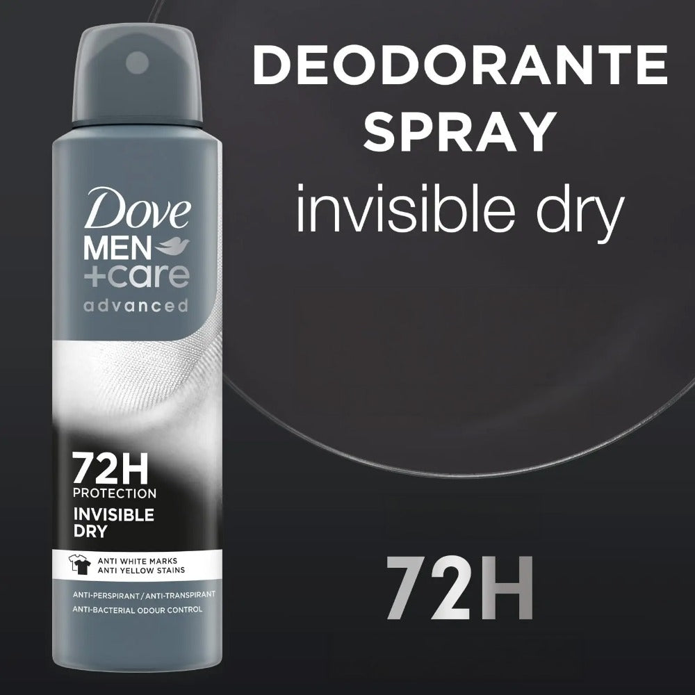 Dove Men+Care Invisible Dry Spray Deodorant 3 Pack 150ml - No White Marks No Yellow Stains, Long Lasting Odor Protection Quick Dry Antiperspirant