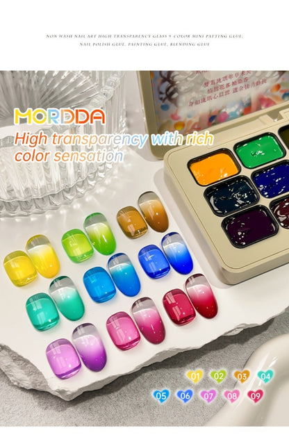 Candy Glass Gel Nail Polish Set 9 Colors Gradient Effect — Fall Winter Shades Translucent Glass-Like Finish Long-Lasting Durable Nail Art for Salon & Home Manicure Gift Women