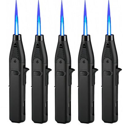 Windproof Torch Lighter 5 Pack Outdoor Butane Gas Lighter Set 1300 1800 Degree Blue Flame Safety Lock Gift Box Camping BBQ Candle Fireplace Butane Not Included
