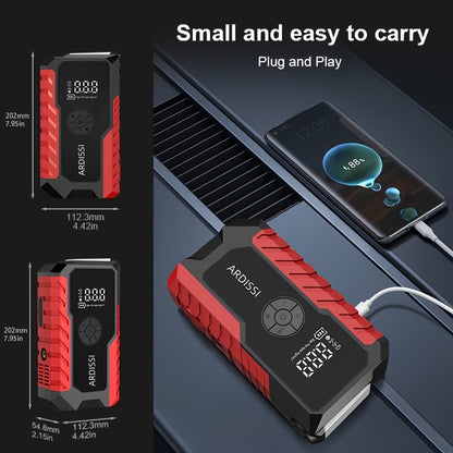 Portable Car Jump Starter 10000A with 150PSI Air Compressor Tire Inflator, 7-in-1 Emergency Battery Booster Pack for 12V Vehicles Up to 8.0L Gas/7.0L Diesel, 10000mAh Power Bank, LED Light & USB Charging