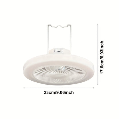 Rechargeable Camping Fan with LED Light – USB Portable Tent Ceiling Fan, Super Quiet Long Battery Life, Strong Airflow, Energy Saving, for Camping, Hiking, Home & Emergency Use, Hanging Outdoor Fan
