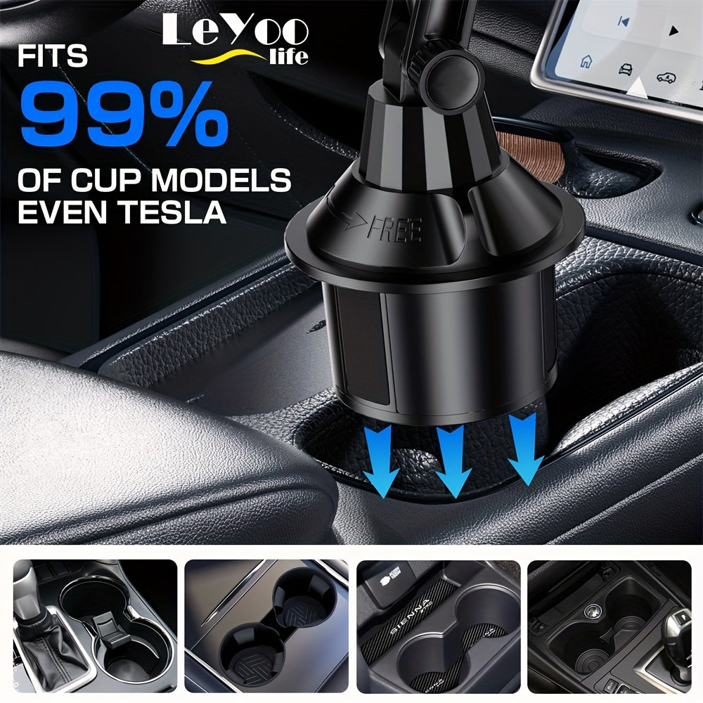 Tablet And Smartphone Car Cup Holder Mount, a Versatile 3-In-1 Phone Holder with an Adjustable Sturdy Base, Accommodates Devices from 4.7 to 14 Inches, Suitable for Ipad Mini/Air/Pro, Iphone, And All Mobile Phones, Made of ABS Material, Rotatable