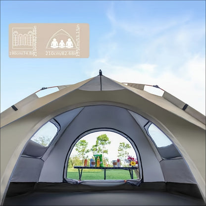 Pop Up Camping Tent Instant Setup – Automatic Windproof Lightweight Tent with Dual Doors & Mesh Windows, All-Season Waterproof Design for 1-3 & 3-4 Person, Ideal for Camping, Hiking & Travel