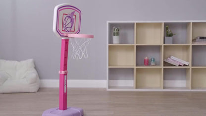 Toddler Basketball Hoop Adjustable Height 2.5-3.5ft Kids Basketball Goal with 4 Balls Air Pump Indoor Outdoor Sports Toy for Boys Girls Ages 1-6 Birthday Christmas Easter Gift Pink Purple