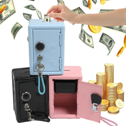 Metal Coin Bank with Key & Combination Lock – Secure Cash Storage Piggy Bank with Removable Drawer for Kids & Adults, Back to School, Halloween, Christmas & New Year Gift