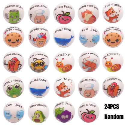 Motivational Animal Squeeze Stress Balls 24 Pack – 1.18 Inch Soft TPU Sensory Balls with Inspirational Quotes, Cartoon Animal Theme, Classroom Party Favors & Team Building Gifts