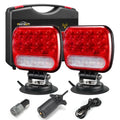 Partsam Wireless LED Trailer Light Kit Magnetic Towing Tail Light Portable Universal Stop Turn Running Backup Reverse Red+Clear Lens w/ 7-Pin Plug Dual USB Cable Charger for Trucks Trailers 12-24V, IPX5