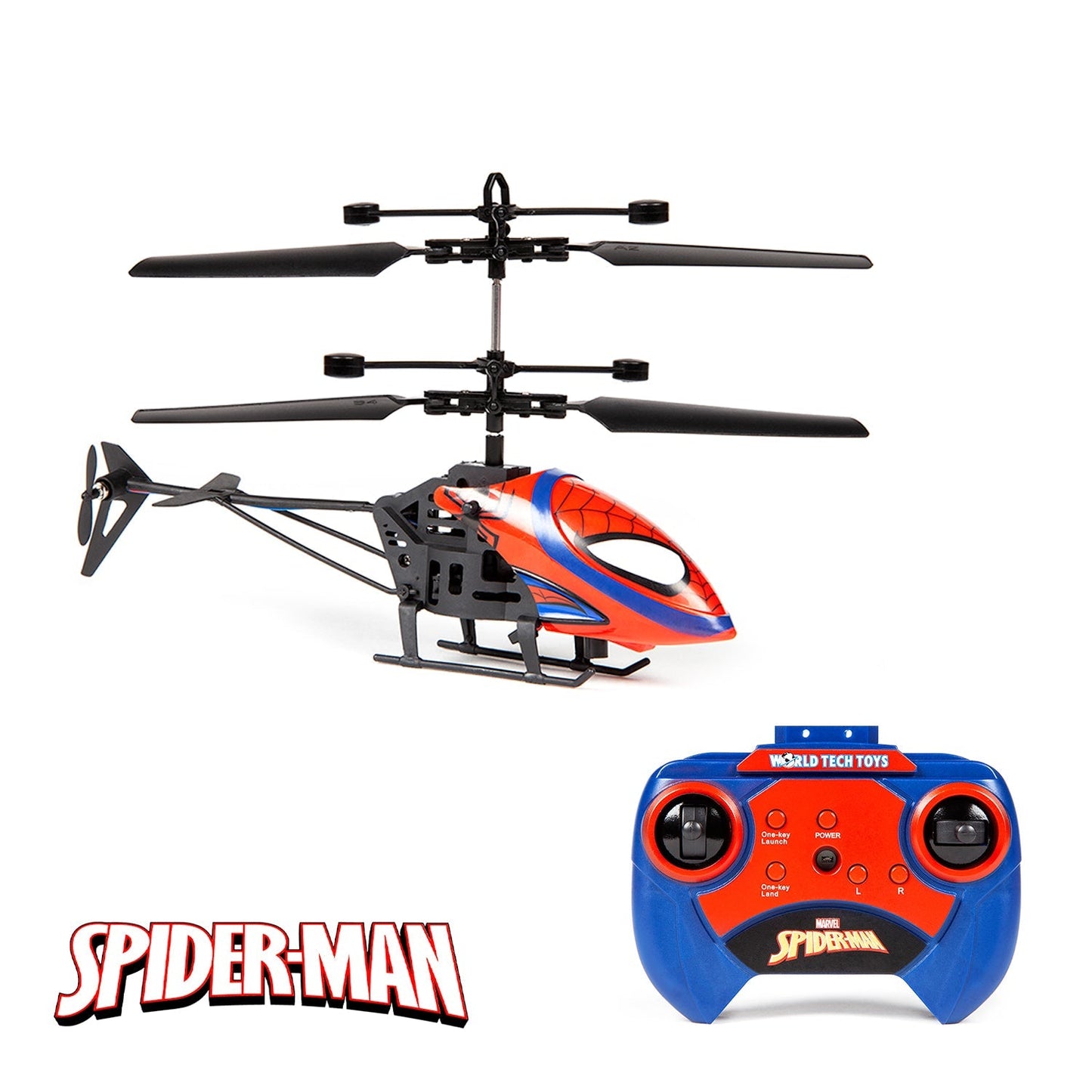 Marvel Spider-Man 2CH IR Remote Control Helicopter – Indoor Flying Toy for Kids Boys Superhero Fan – Birthday Christmas Gift for Ages 6 7 8 9 10+
