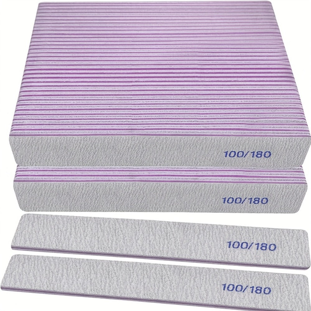 Emery Boards Nail Files 50 Pack 100 180 Grit Double Sided Professional Fingernail Filer Set Reusable for Natural Acrylic Gel Nails Manicure Salon Home Use