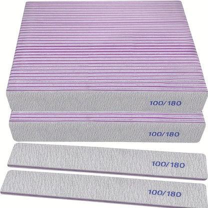 Emery Boards Nail Files 50 Pack 100 180 Grit Double Sided Professional Fingernail Filer Set Reusable for Natural Acrylic Gel Nails Manicure Salon Home Use