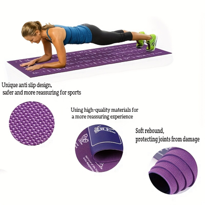 Yoga Mat with 75 Yoga Pose Illustrations & Side Storage Bag – Non-Slip Extra Thick Flexible Durable Exercise Mat for Beginners Men Women – 75 Stretching Actions Cute Printed Yoga Mat