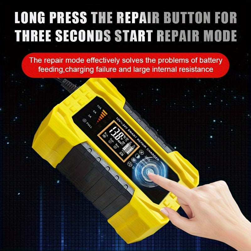 12V/24V10A American Standard Plug Electric Forklift Sweeping Machine Floor Washer Charger 12V/24V10A Lead-Acid Battery Lithium Battery Intelligent Fast Charging Car Battery 12V/24V Battery Charger Intelligent Electric Vehicle High-Power Charger