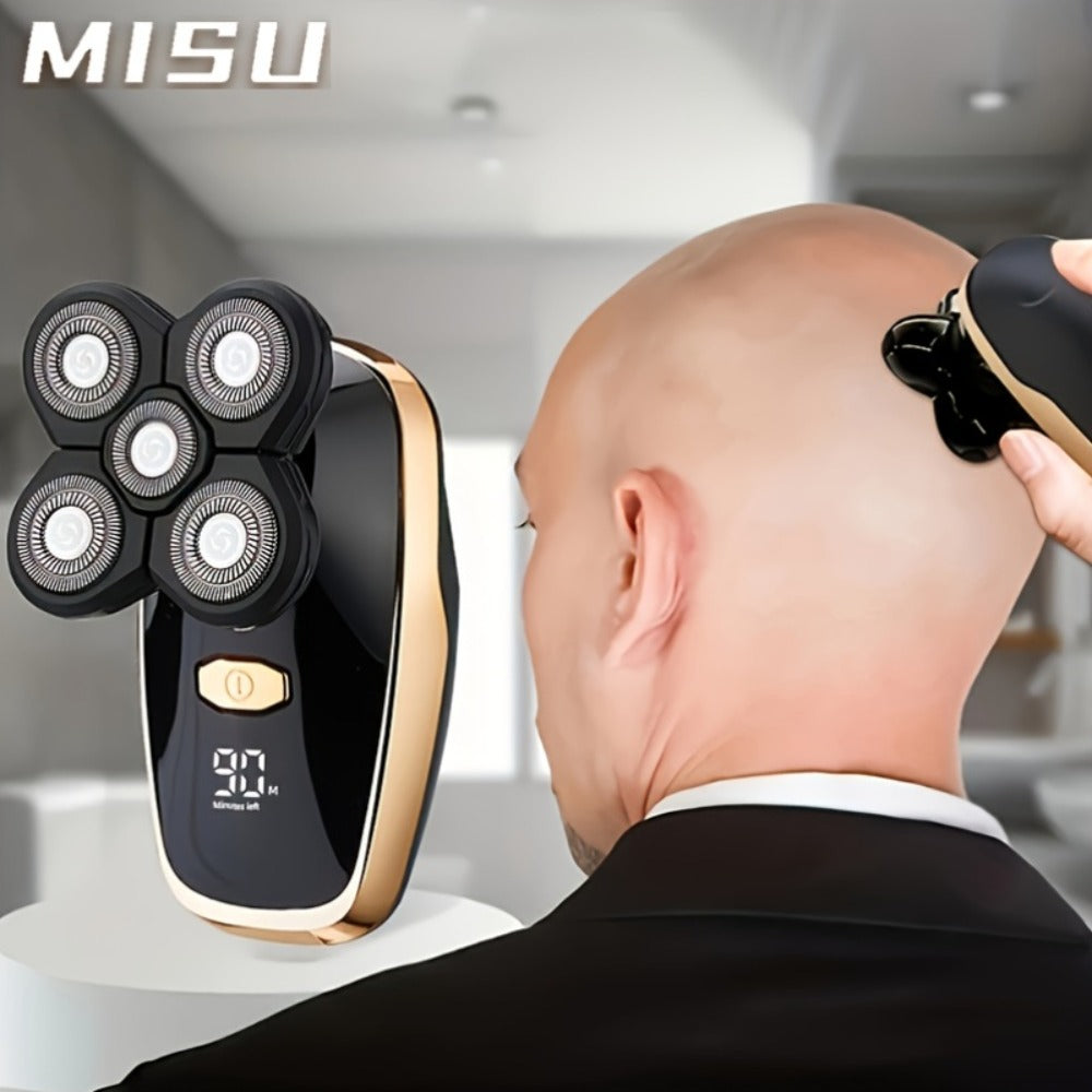 Rotary Electric Shaver for Men 5D 7D Detachable Multi-Head Floating Razor LED Display Type-C Fast Charging Cordless Grooming Kit for Home Travel Smooth Close Shave