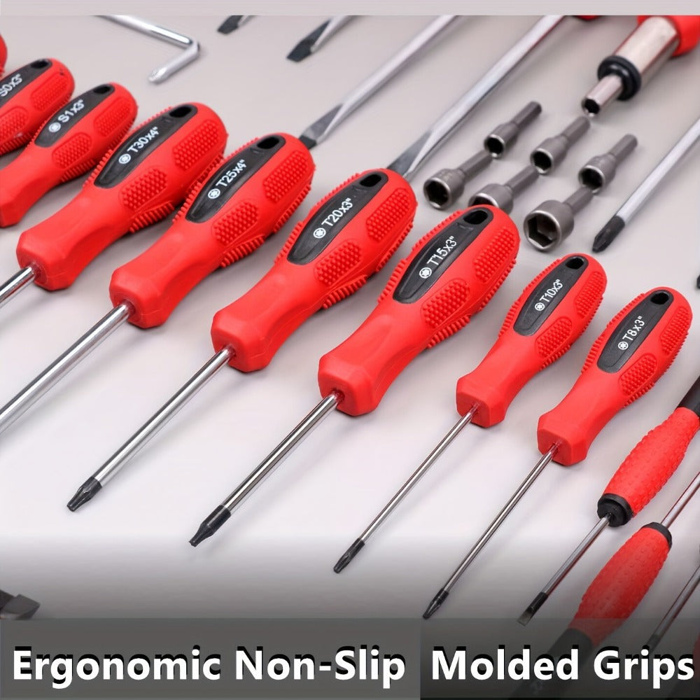 Magnetic Screwdriver Set 100/118/126-Piece – Insulated Chrome Vanadium Bits with Ratchet, Precision & Torx Drivers, Non-Slip Handles, Organized Storage Case for Electronics, Auto & DIY Repair
