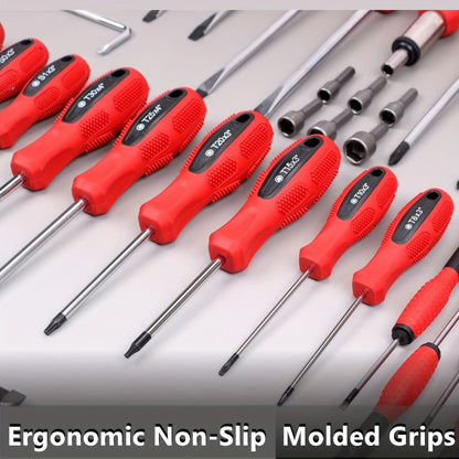 Magnetic Screwdriver Set 100/118/126-Piece – Insulated Chrome Vanadium Bits with Ratchet, Precision & Torx Drivers, Non-Slip Handles, Organized Storage Case for Electronics, Auto & DIY Repair