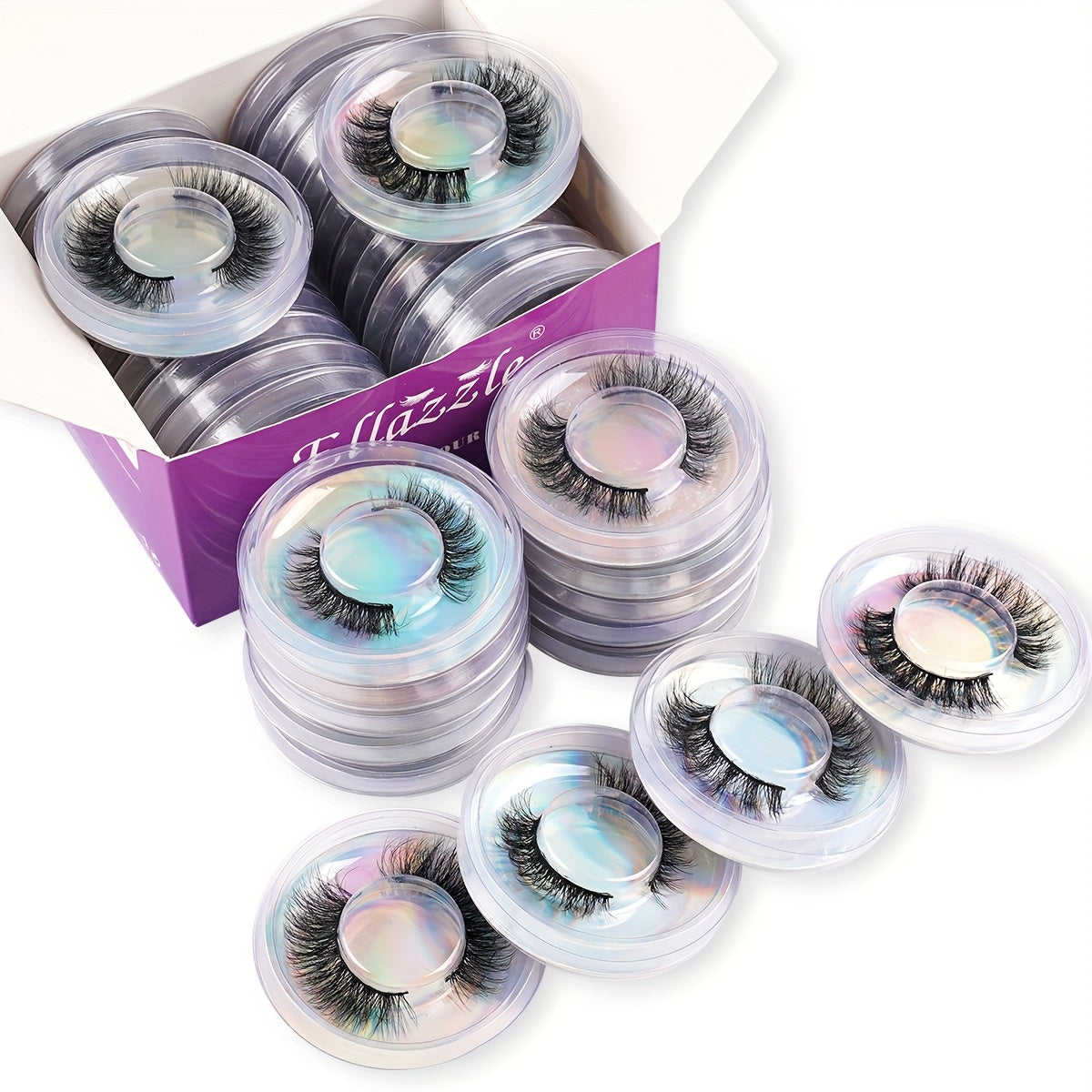 5D Faux Mink False Eyelashes 20 Pairs Multipack – Wispy Strip Lashes in 4 Mixed Styles Cat Eye Extra Thick Fluffy & Natural D Curl, Reusable Dramatic Lashes for Makeup, Parties & Beauty Gifting