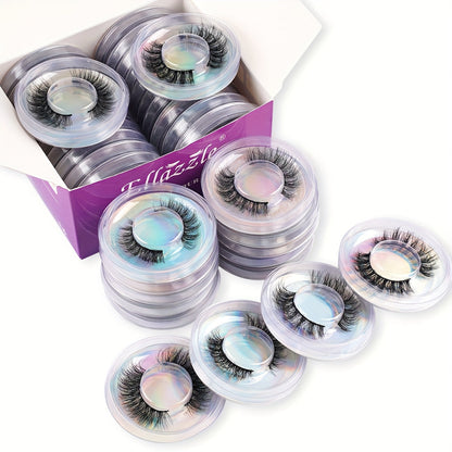 5D Faux Mink False Eyelashes 20 Pairs Multipack – Wispy Strip Lashes in 4 Mixed Styles Cat Eye Extra Thick Fluffy & Natural D Curl, Reusable Dramatic Lashes for Makeup, Parties & Beauty Gifting