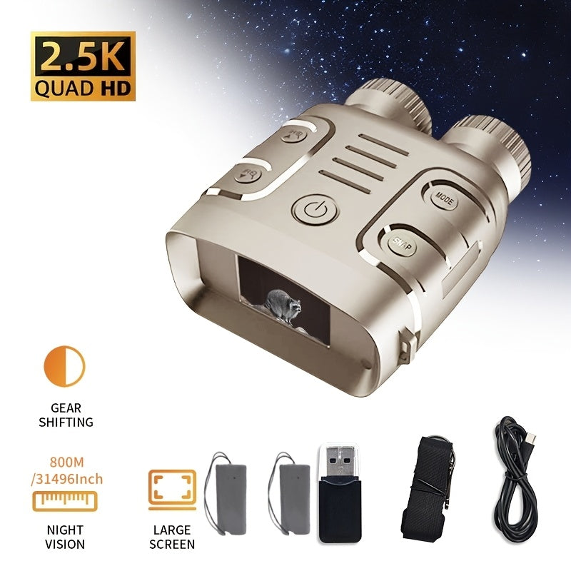 Digital Night Vision Binoculars 2.5K HD – 10X Zoom, 800M Range, 2.4" Screen with Photo & Video Recording | USB Rechargeable Night Vision Goggles for Hunting, Fishing, Camping & Boating