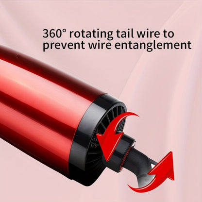 Rotating Hot Air Brush 2-in-1 Auto Curl & Straighten Styling Comb — One-Step Salon Blowout Results at Home, Works on All Hair Types, Available in Red & Purple