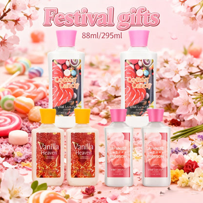Scented Body Lotion & Hand Cream Vitamin C Glycerin Deep Moisturizing - Japanese Cherry Blossom Vanilla Cotton Candy Dry Skin Hydrating Lotion Women Men All Skin Types Gift