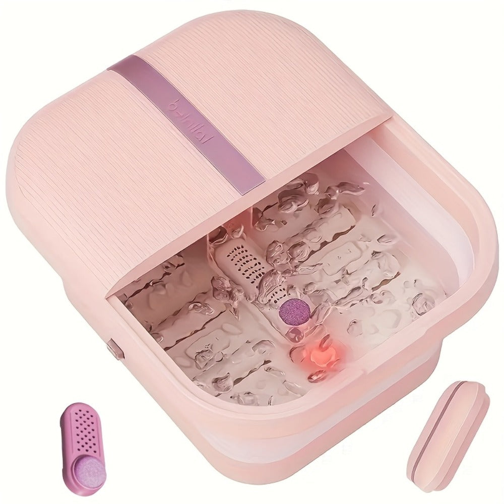 Foot Spa Bath Massager with Heat and Bubbles – Foldable Electric Foot Soak Tub with Automatic Heating, Bubble Massage, Relaxation Therapy for Home Use