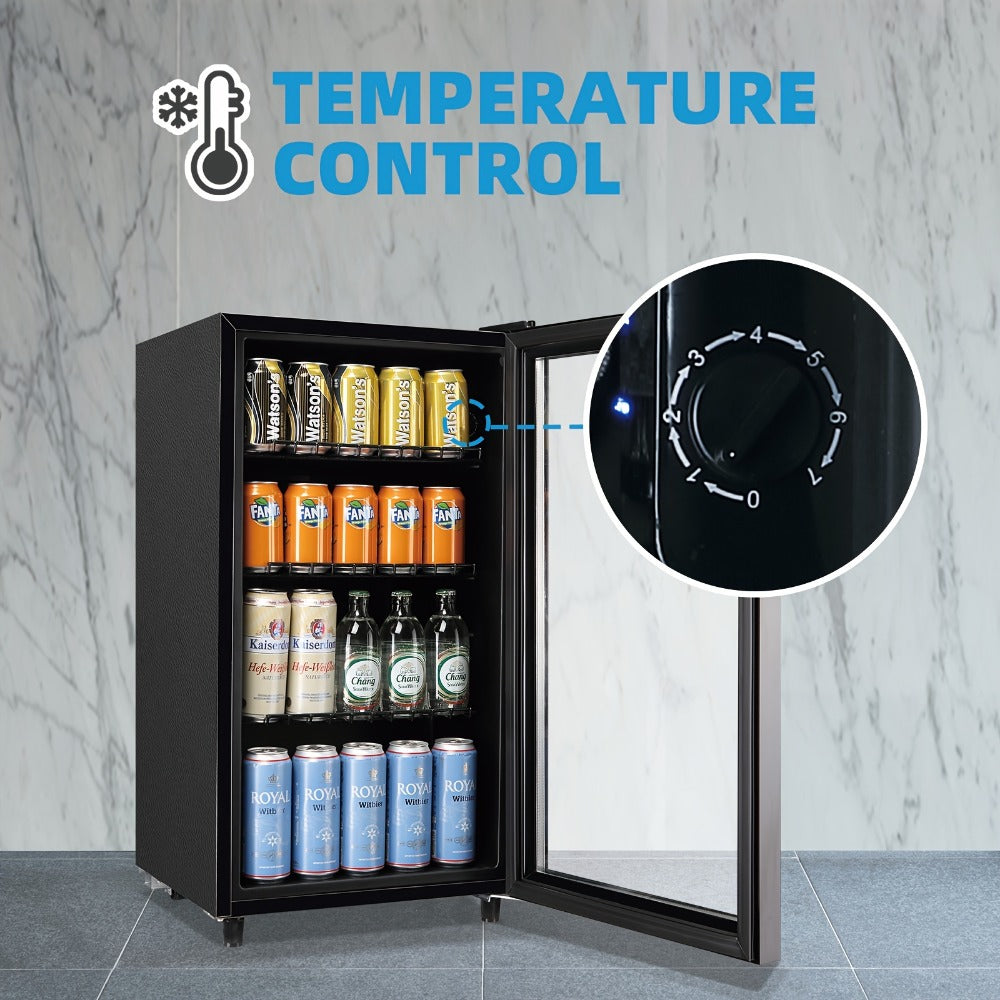 Beverage Refrigerator with Glass Door – Mini Fridge 2.0/3.5/4.0 Cu Ft, LED Lights, Adjustable Shelves, R600a Cooling for Beer, Wine & Drinks, Home, Office & Bar