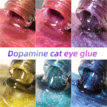 Dopamine Cat Eye Gel Polish Set 6 Colors Magnetic Shiny Glossy UV LED Nail Art Kit with Photo Frame Bottle for Salon DIY Manicure Spring Summer Vibrant Reflective Long Lasting Nail Design