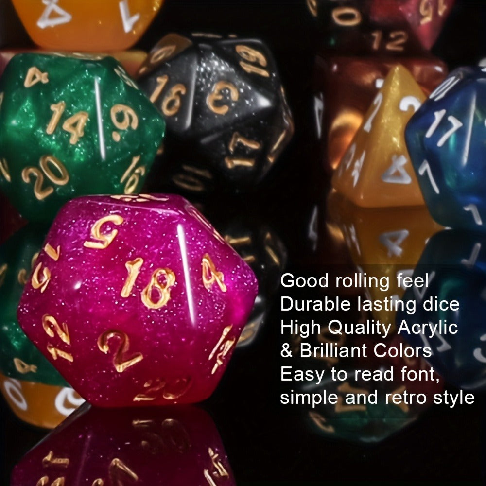 DND Polyhedral Dice Set 141pcs – 20 Complete 7-Die Sets for D&D RPG Tabletop Games, Includes Velvet Bag, Acrylic Multi-Color Dice for Dungeons and Dragons, MTG, Pathfinder