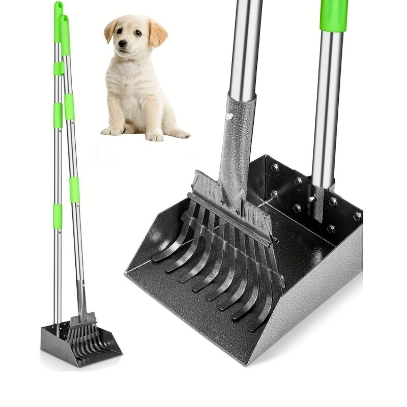 Dog Pooper Scooper Set Stainless Steel – Rust-Proof Tray & Rake with Adjustable Handles, Easy-Clean Pet Waste Removal Scoop for All Breeds, Multiple Colors Available