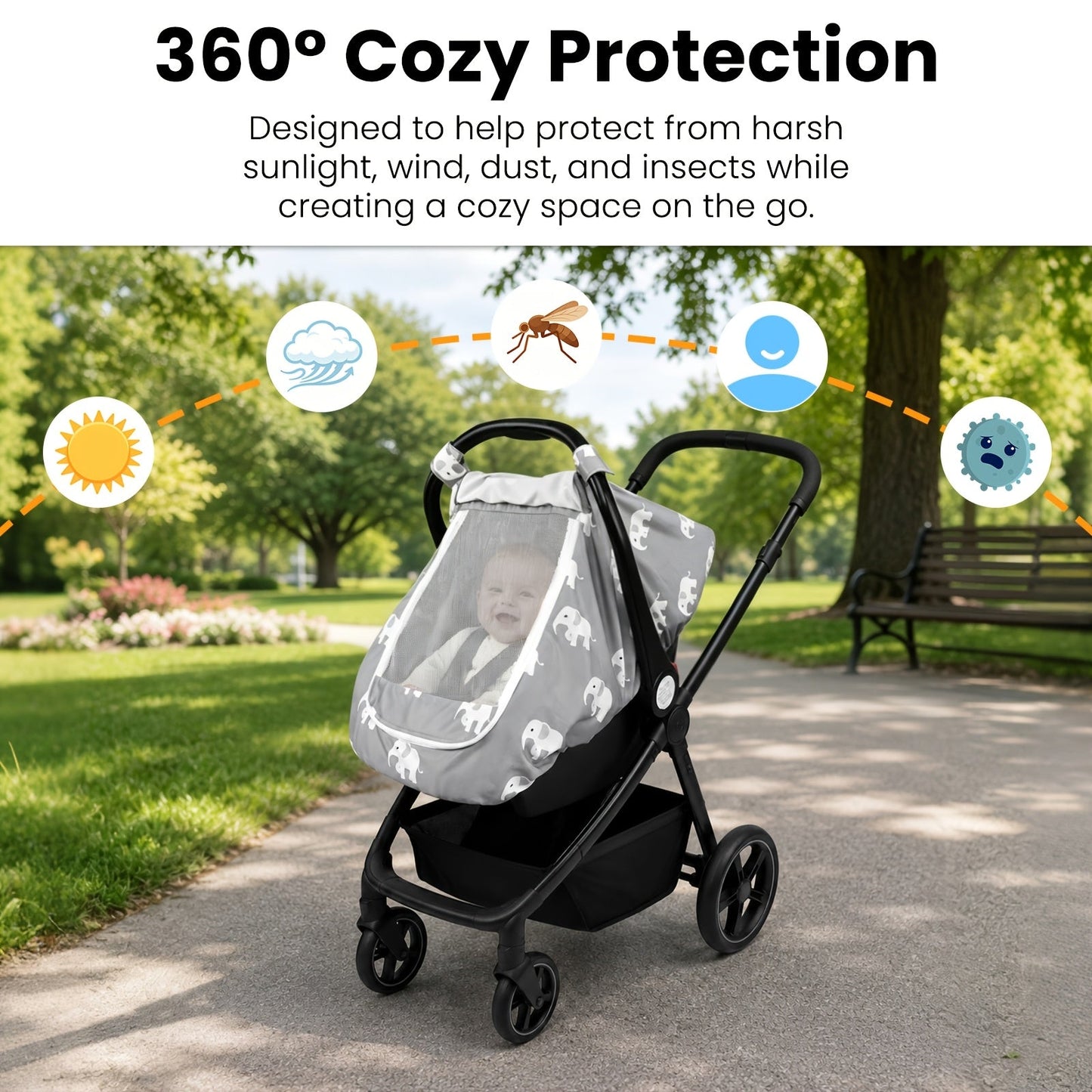 Baby Car Seat Cover - Breathable Beavtaens Covers Stretchy